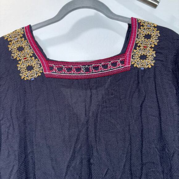 Free People Wild One Black Embroidered Boho Tunic Dress | Size Small - Picture 9 of 15